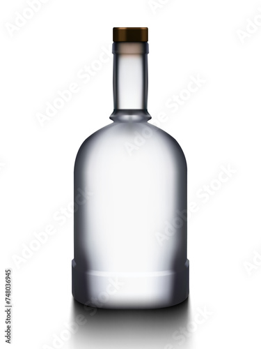 Empty Clear Liquor Bottle Isolated On White Back
