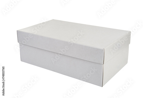 White shoe box isolated on white table