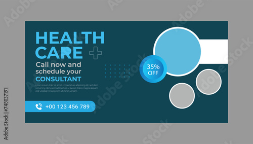 Modern professional medical healthcare social media cover design template with gradient colour, Social media cover page timeline, web banner ads design template.