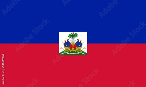 Close-up of red and blue national flag of country of Haiti. Illustration made February 29th, 2024, Zurich, Switzerland.