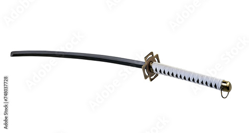 Japanese katana on clear white background (clipping path)