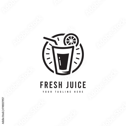 Fresh juice logo in minimalist style. Vector drink silhouette. Suitable for drink or fruit juice logos.