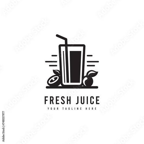 Fresh juice logo in minimalist style. Vector drink silhouette. Suitable for drink or fruit juice logos.