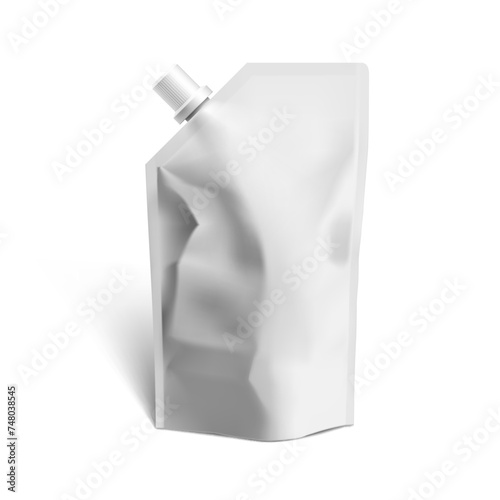 White Plastic Pouch Bag Isolated On White