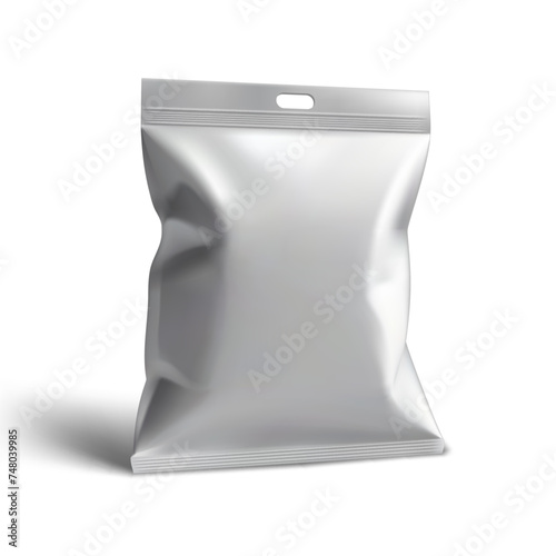 3D Blank White Snack Bag Package With Hang Hole