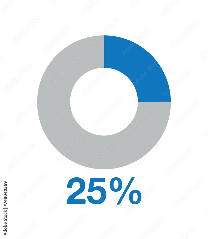 25% round graph blue. Graphic vector for statistics and finance, pie shape design isolated on white background 25% round graph blue. Graphic vector for statistics and finance, pie shape design isolated on white background