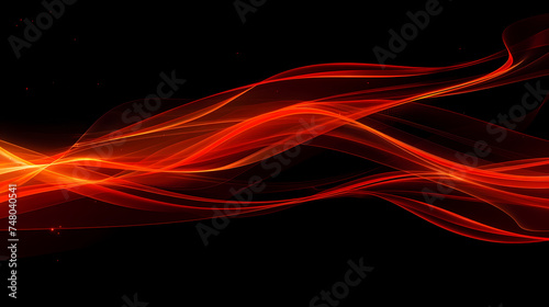 Abstract Fiery Red Smoke Waves on Black Background