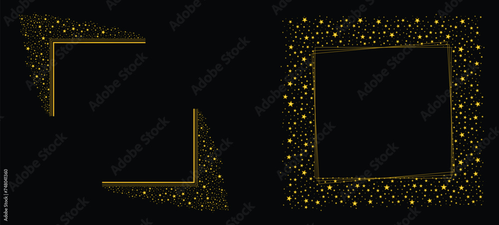Rectangle Square Frame with Sparkle Glitter Stars Transparent Vector design 6