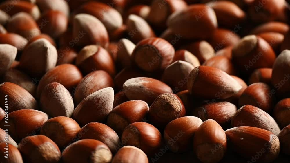 Raw hazelnuts in shells, agricultural harvest, protein food ingredients
Raw hazelnuts in shells, agricultural harvest, protein food ingredients