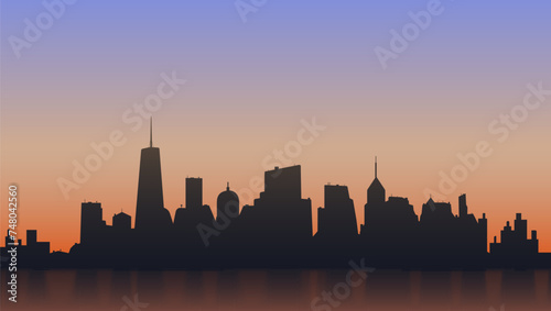 2D Abstract Black New York Silhouette Skyline photo