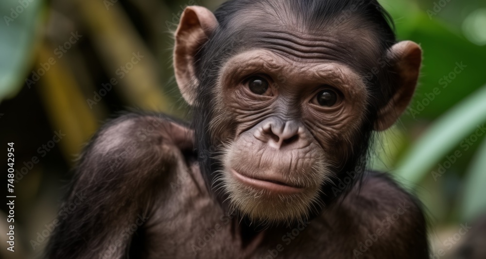 Intense gaze of a wild monkey in its natural habitat Intense gaze of a wild monkey in its natural habitat