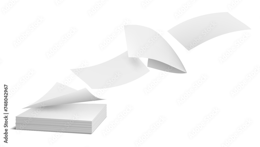 Blank Paper Sheets Flying Isolated On White Blank Paper Sheets Flying Isolated On White