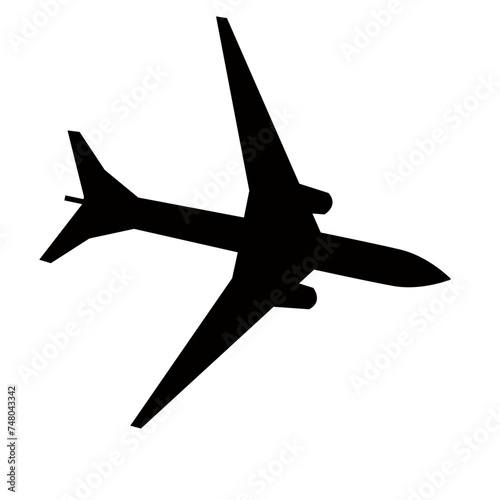 Silhouette d'avion commercial sur fond blanc