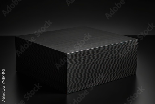 black box made of solid carbon, modern minimal design minimalistic style, mock-up for product demonstration photo