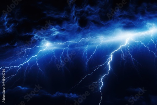 scenery neural storm great concept, concentration of energy, blue strong numerous lightning strikes