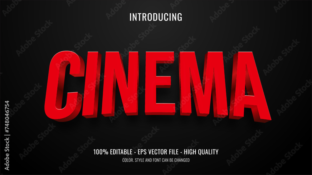 Editable red text effect with 3d style