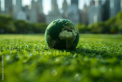 Urban Earth Globe on Grass