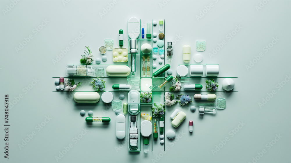 Fototapeta premium abstract 3d medicine, pills background