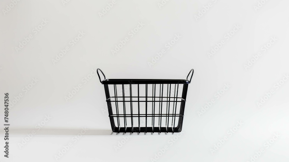 Isolated Empty Shopping Basket Against A White Background. Concept Illustration of Inflation and Rising Cost of Living 