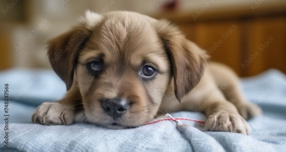  A puppy's innocent gaze, full of curiosity and love