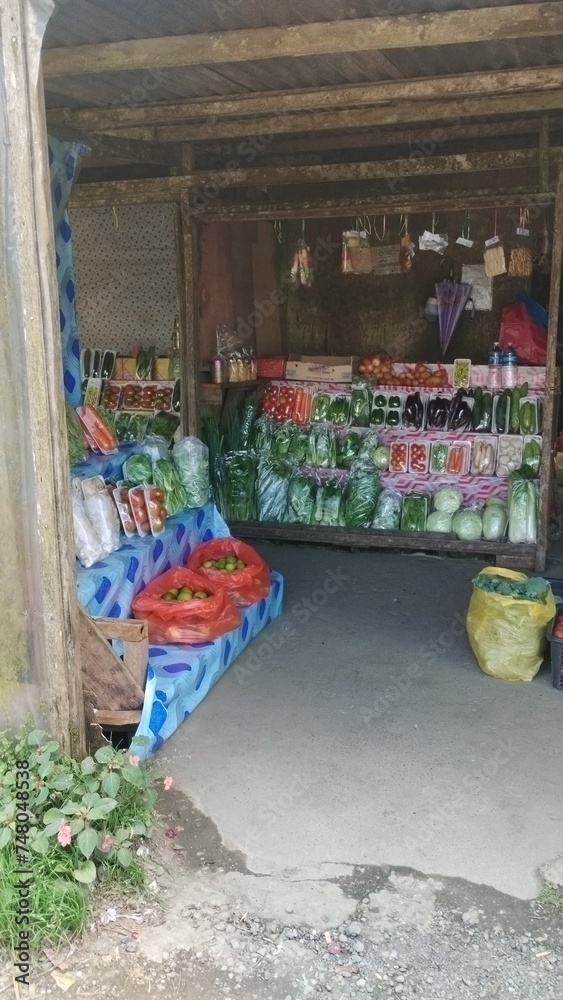 Stalls selling fresh fruits and vegetables in Kundasang, Sabah, Malaysia, mini market