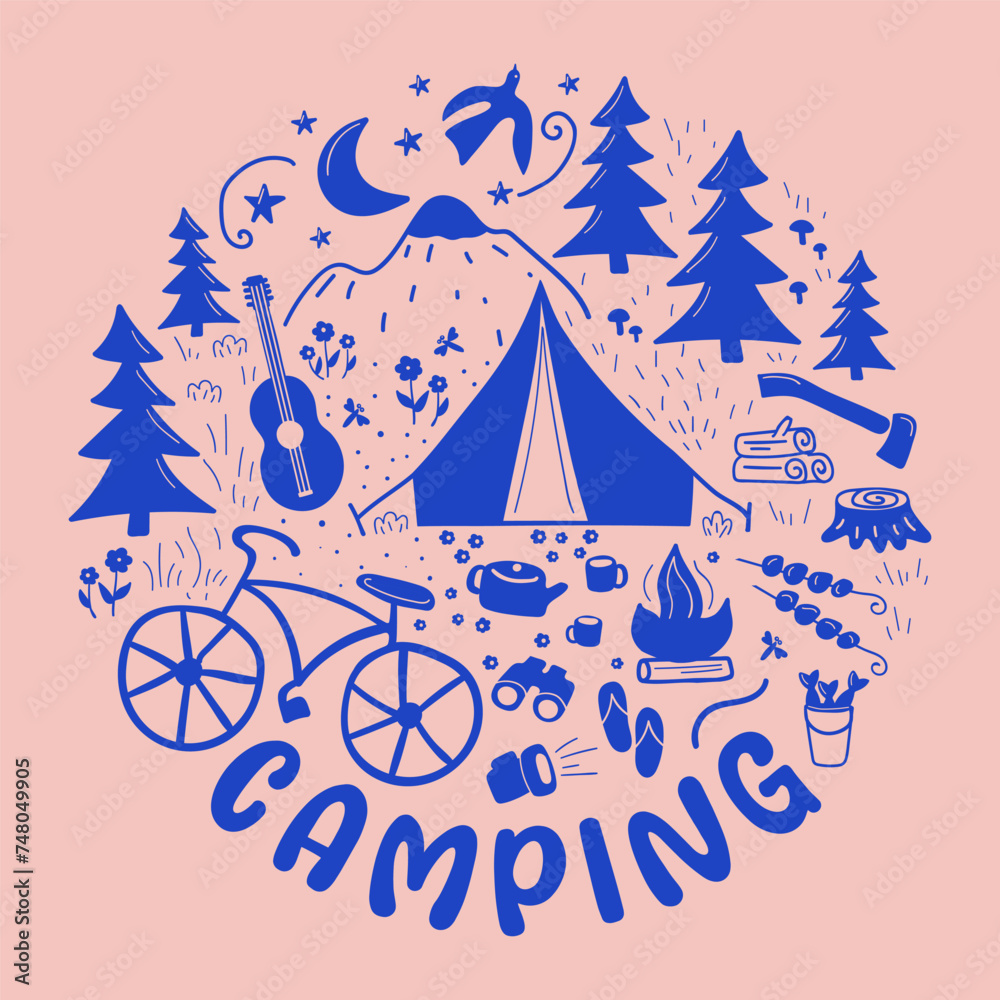 Monochrome badge Camping activities Monochrome badge Camping activities