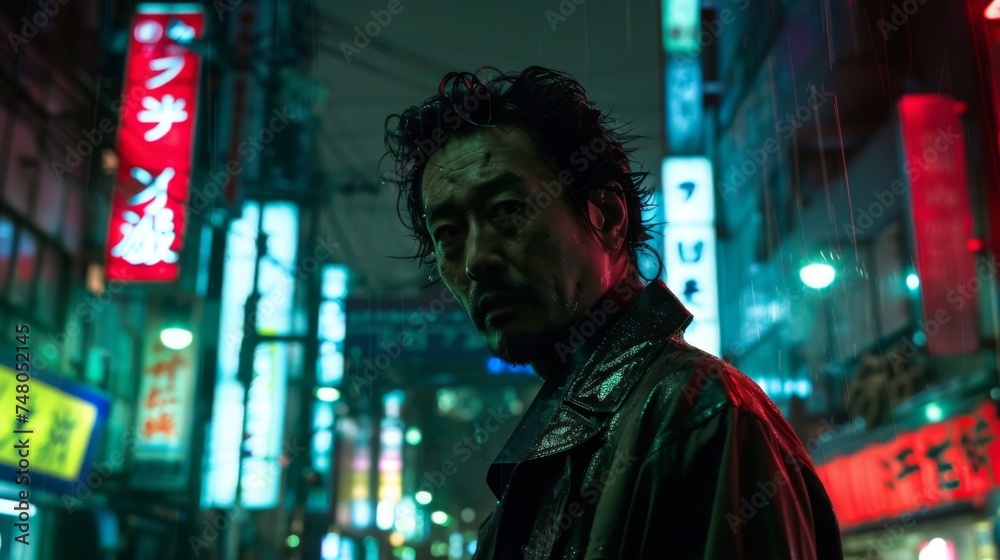 Cyber Yakuza ruling dystopian Tokyo, neon underworld