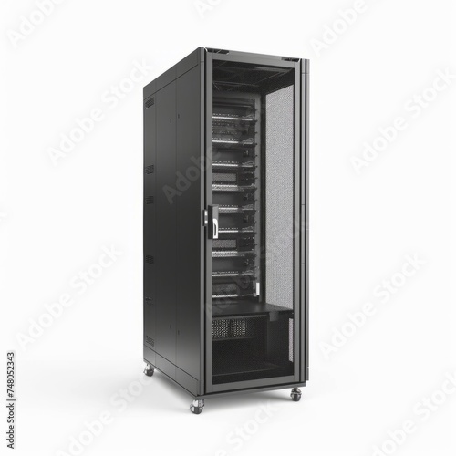 Server rack image. Isolated on white background