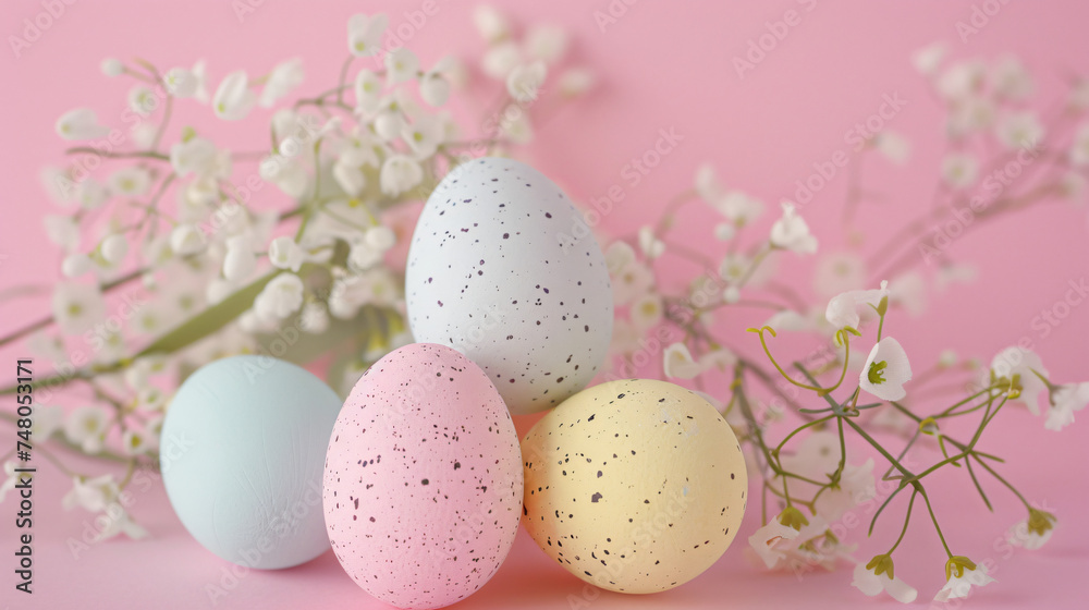  Easter themed card in light colors with colorful