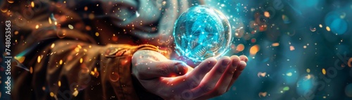 Quantum computing wizards casting holographic spells, bright theme