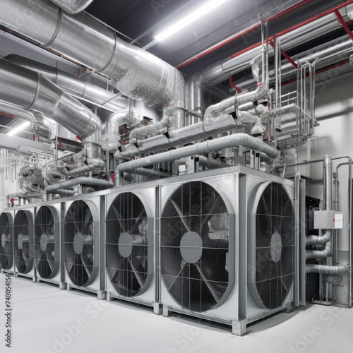 Heavy duty cooling A/C units in a large data center.