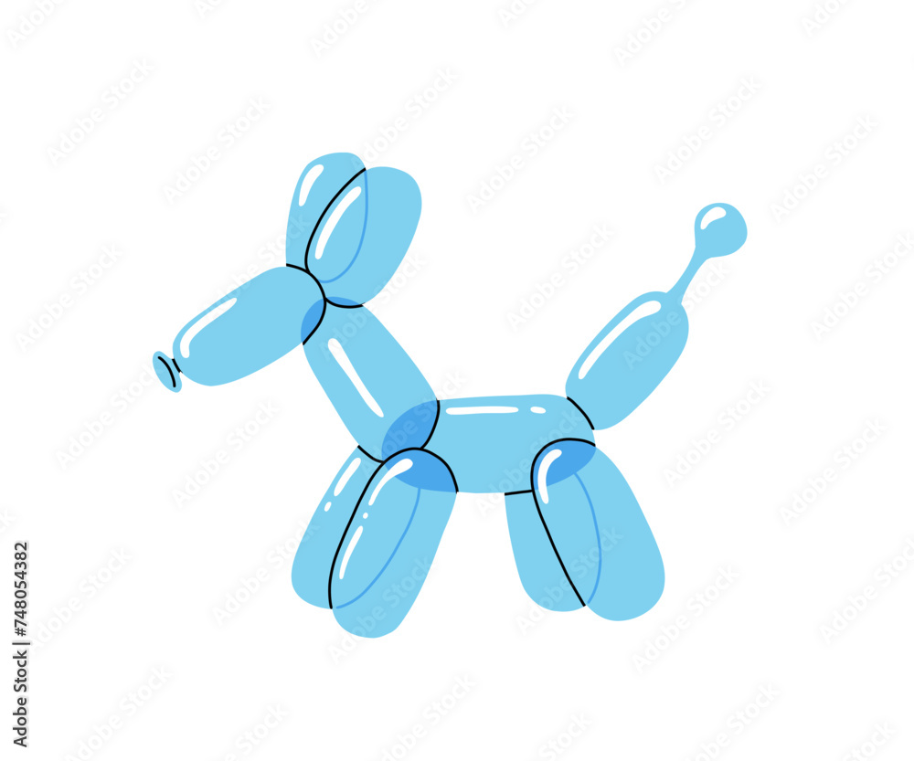 Bright blue balloon dog. Bubble animal in a shape of puppy. Vector cute illustration isolated on white background. Bright blue balloon dog. Bubble animal in a shape of puppy. Vector cute illustration isolated on white background.