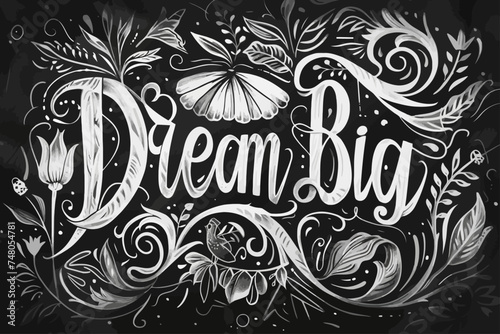  "Dream Big" Text Lettering Victorian Style