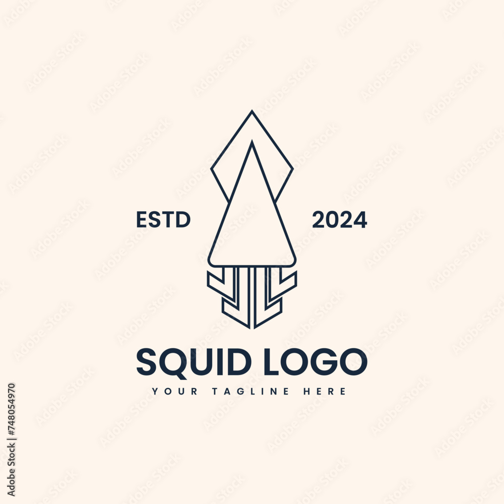 squid line art logo squid line art logo