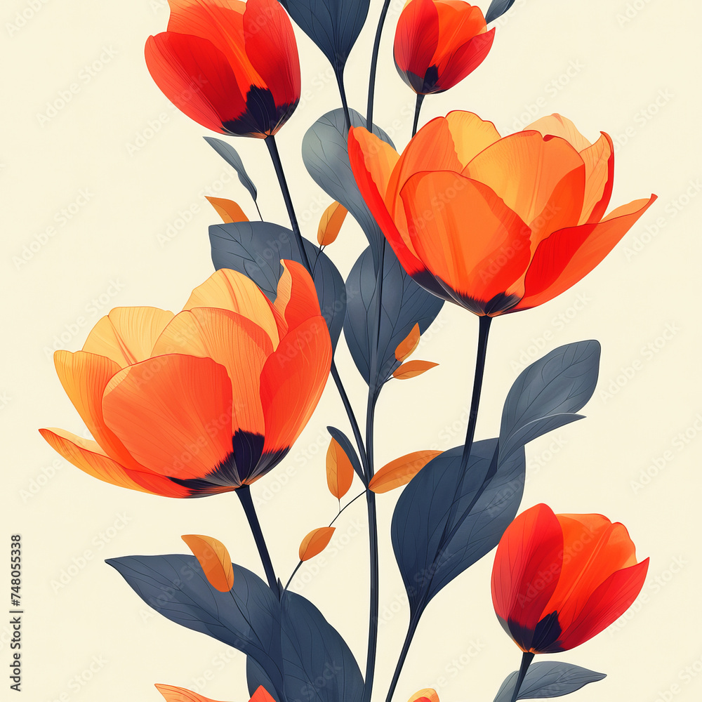 Flower spring seamless tile pattern background, ai generated
