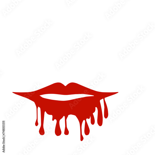 Red Lipstick Dripping from Lips