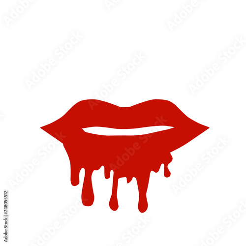Red Lipstick Dripping from Lips