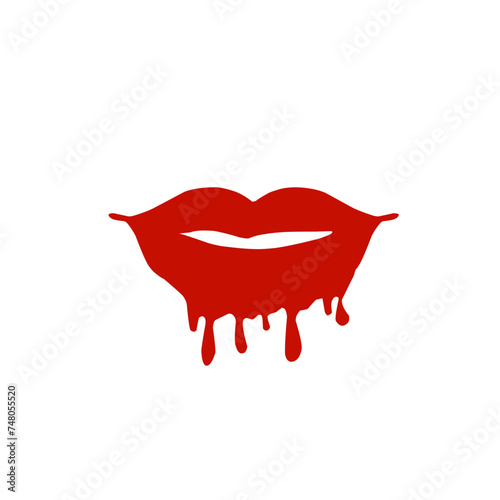Red Lipstick Dripping from Lips