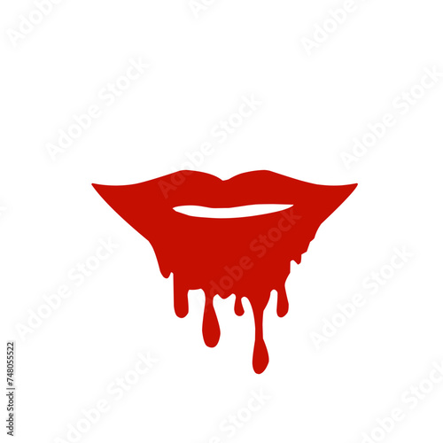 Red Lipstick Dripping from Lips