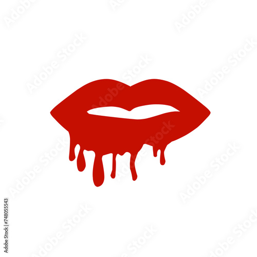 Red Lipstick Dripping from Lips