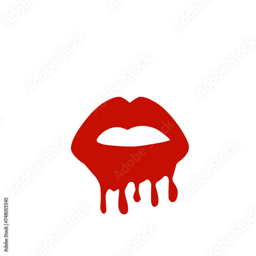 Red Lipstick Dripping from Lips