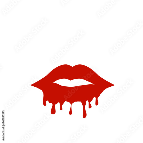 Red Lipstick Dripping from Lips