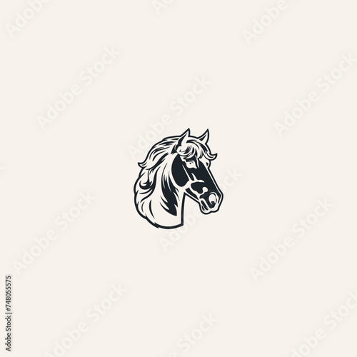 Vector horse head or strong animal logo design.
