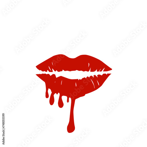 Red Lipstick Dripping from Lips