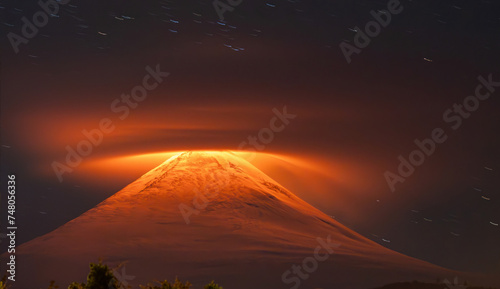 Lenticular cloud on Villarrica Volcano photo
