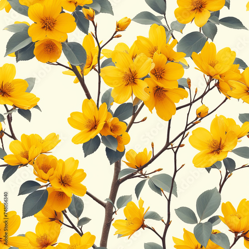 Flower spring seamless tile pattern background, ai generated © Dominique