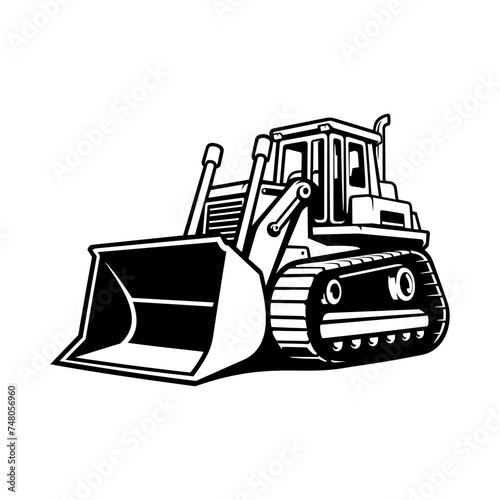 Silhouette of Bulldozer construction vehicle illustration vector