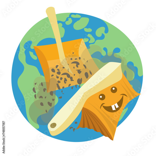 Children's illustration on the environment and climate change: "Keeping our planet clean"