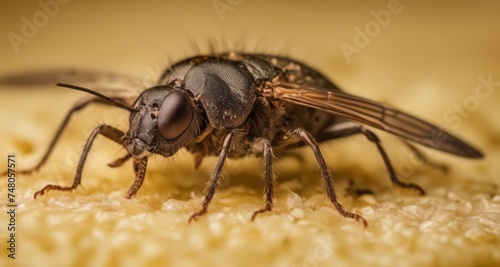  Close-up of a bee on a textured surface © vivekFx