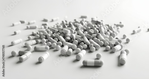  A collection of white pills scattered on a surface